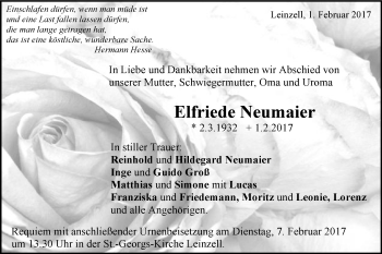 Traueranzeige von Elfriede Neumaier von Gmünder Tagespost