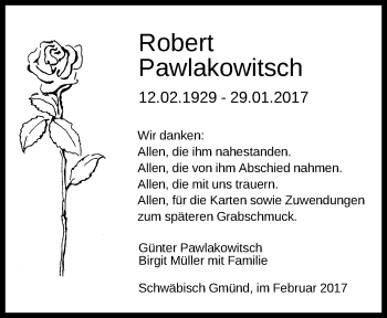 Traueranzeige von Robert Pawlakowitsch 