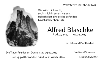 Traueranzeige von Alfred Blaschke