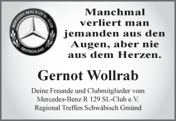 Traueranzeige von Gernot Wollrab von Gmünder Tagespost