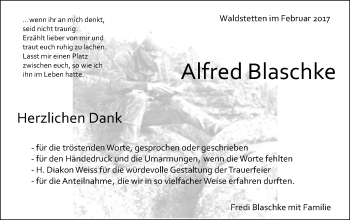 Traueranzeige von Alfred Blaschke von Gmünder Tagespost