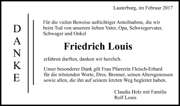 Traueranzeige von Friedrich Louis von Schwäbische Post