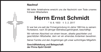 Traueranzeige von Ernst Schmidt von Schwäbische Post