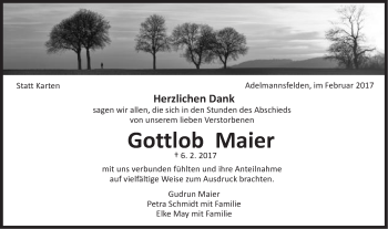 Traueranzeige von Gottlob Maier von Schwäbische Post