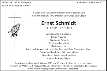 Traueranzeige von Ernst Schmidt von Schwäbische Post