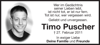 Traueranzeige von Timo Puscher von Schwäbische Post