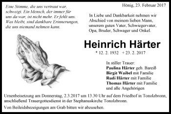 Traueranzeige von Heinrich Härter