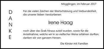Traueranzeige von Irene Haag von Gmünder Tagespost