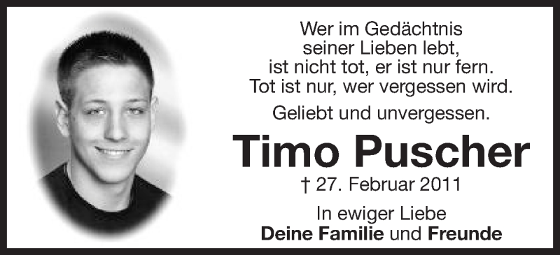  Traueranzeige für Timo Puscher vom 27.02.2017 aus Schwäbische Post