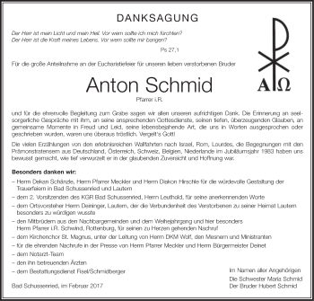 Traueranzeige von Anton Schmid von Gmünder Tagespost
