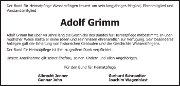 Traueranzeige von Adolf Michael Grimm von Schwäbische Post