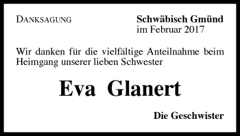 Traueranzeige von Eva Glanert