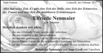 Traueranzeige von Elfriede Neumaier von Gmünder Tagespost