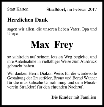 Traueranzeige von Max Frey von Gmünder Tagespost