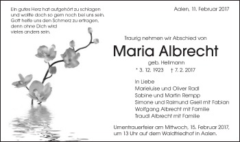 Traueranzeige von Maria Albrecht von Schwäbische Post