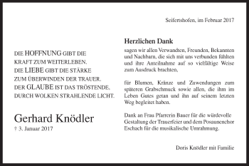 Traueranzeige von Gerhard Knödler von Gmünder Tagespost