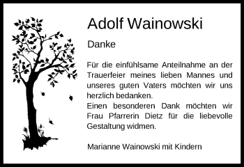 Traueranzeige von Adolf Wainowski von Gmünder Tagespost