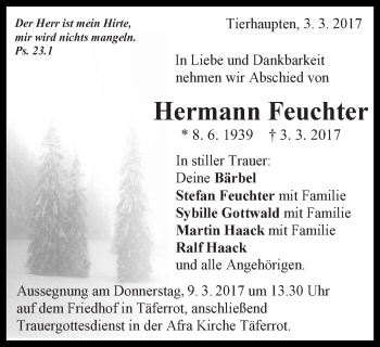 Traueranzeige von Hermann Feuchter