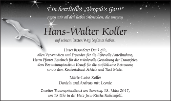 Traueranzeige von Hans-Walter Koller von Schwäbische Post