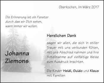 Traueranzeige von Johannes Ziemons von Amtsblatt_Oko