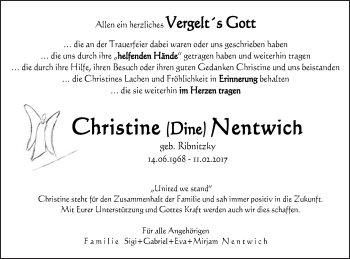 Traueranzeige von Christine Nentwich von Schwäbische Post