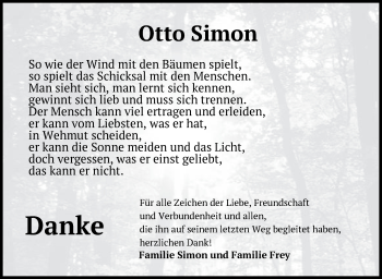 Traueranzeige von Otto Simon von Schwäbische Post