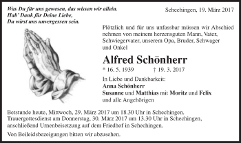 Traueranzeige von Alfred Schönherr von Gmünder Tagespost