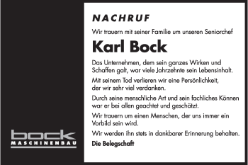 Traueranzeige von Karl Bock von Gmünder Tagespost