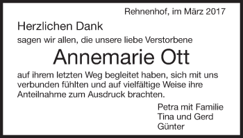 Traueranzeige von Annemarie Ott von Gmünder Tagespost