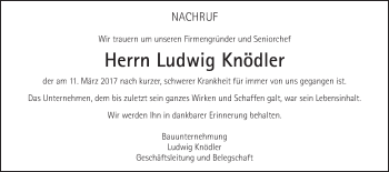 Traueranzeige von Ludwig Knödler von Gmünder Tagespost