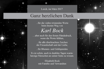 Traueranzeige von Karl Bock von Gmünder Tagespost