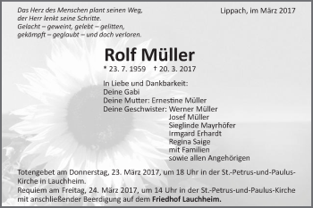 Traueranzeige von Rolf Müller von Schwäbische Post