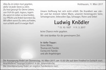Traueranzeige von Ludwig Knödler von Gmünder Tagespost