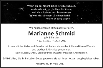 Traueranzeige von Marianne Schmid von Schwäbische Post