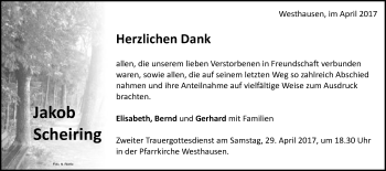 Traueranzeige von Jakob Scheiring von Schwäbische Post