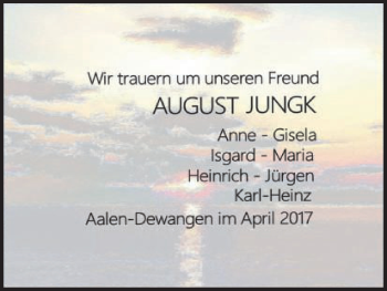 Traueranzeige von August Jungk von Schwäbische Post