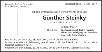 Traueranzeige von Günther Steinky von Schwäbische Post
