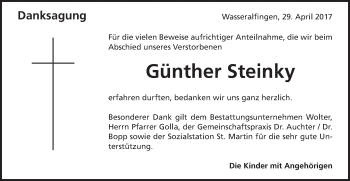 Traueranzeige von Günther Steinky von Schwäbische Post