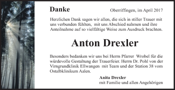 Traueranzeige von Anton Drexler von Schwäbische Post