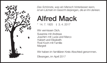 Traueranzeige von Alfred Mack von Schwäbische Post