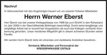 Traueranzeige von Werner Eberst von Gmünder Tagespost