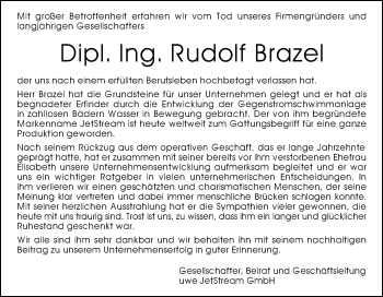 Traueranzeige von Rudolf Brazel von Gmünder Tagespost
