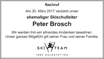 Traueranzeige von Peter Brosch von Gmünder Tagespost