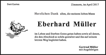 Traueranzeige von Eberhard Müller von Gmünder Tagespost