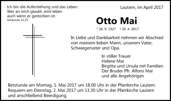 Traueranzeige von Otto Mai von Gmünder Tagespost