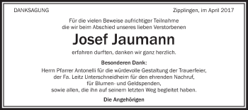 Traueranzeige von Josef Jaumann von Schwäbische Post