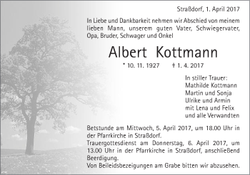 Traueranzeige von Albert Kottmann von Gmünder Tagespost
