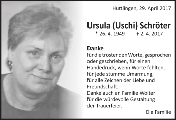 Traueranzeige von Ursula Schröter von Schwäbische Post