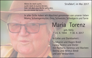 Traueranzeige von Maria Torenz von Gmünder Tagespost