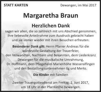 Traueranzeige von Margaretha Braun von Schwäbische Post